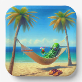 ハンモックにカクテルを入れたディル漬け ペーパープレート