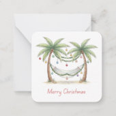 ハンモックのある海岸クリスマスパームツリー ノートカード (正面)