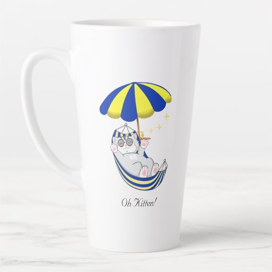 ハンモックの可愛い子猫 二色デザイン コーヒーマグ カフェラテマグ (左)
