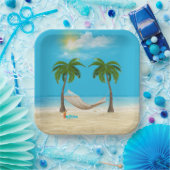 ハンモックオントロピカルビーチ ペーパープレート (パーティー)