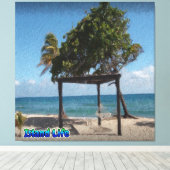 ハンモックオンビーチ キャンバスプリント (インサイチュ (ウッドフロア))