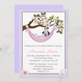 ハンモックガールベビーシャワー招待状-黒髪 招待状 (正面/裏面)