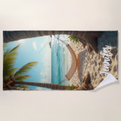 ハンモックビーチシーパーム ビーチタオル (正面)