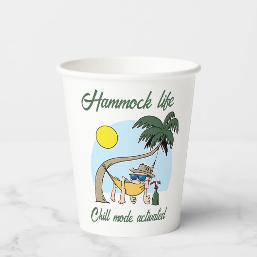 ハンモックライフチルモードアクティブおもしろい漫画 紙コップ (裏面)
