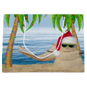 ハンモック付きクリスマス熱帯サンドマン ラージペーパーバッグ (正面)