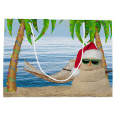 ハンモック付きクリスマス熱帯サンドマン ラージペーパーバッグ (裏面)