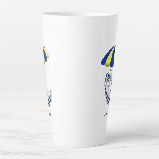 ハンモック2トーンコーヒーマグのかわいい子ネコ カフェラテマグ (正面)