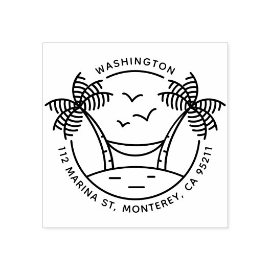 ハンモック&パームツリーズ |トロピカルファミリーアドレス ラバースタンプ (インプリント)