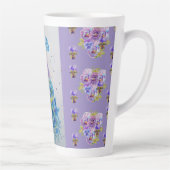 ハン絵を描ドパープルブルーピーコックフローララテマグ カフェラテマグ (右)