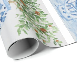 ハン絵を描ド・ジンジャー・ジャー・オレンジ・ツリー ラッピングペーパー