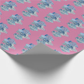 ハン色彩の鮮やかドブルーとホワイトジンジャージャー ラッピングペーパー (角)