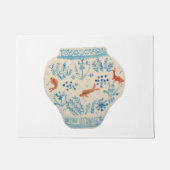 ハン色彩の鮮やかドブルーホワイトジンジャージャーラグ ドアマット (正面)