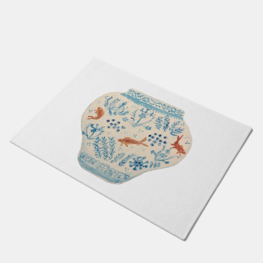 ハン色彩の鮮やかドブルーホワイトジンジャージャーラグ ドアマット (アングル)