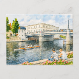 ハヴェルラント様式の水彩画で描かれた千年橋 シーズンポストカード