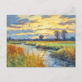 ハヴェル川の日没の反射 ポストカード (正面)