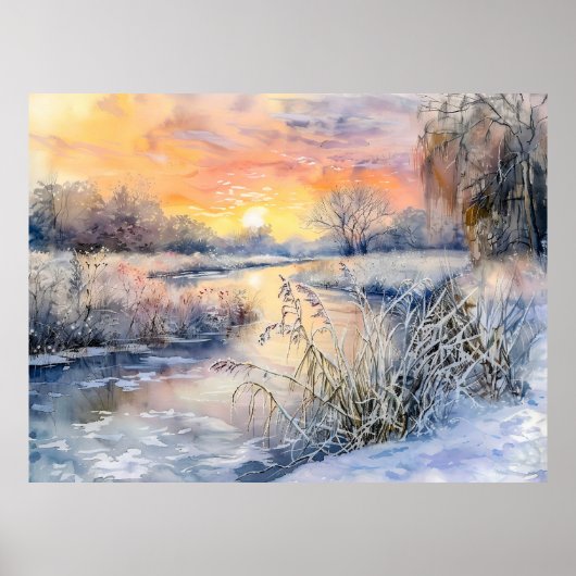 ハヴェル・ハヴェルランドの水彩の雪のバンク ポスター (正面)