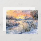 ハヴェル・ハヴェルランドの水彩の雪のバンク ポストカード (正面/裏面)