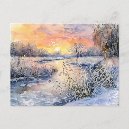 ハヴェル・ハヴェルランドの水彩の雪のバンク ポストカード (正面)