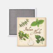 ハーイタリアンブ，バジル，オレガノ，パセリ，ニンニク マグネット (正面/裏面)