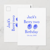 ハーイ、誕生日おめでとう！ブルーベリー２個分の特別なプレゼント、名前と日付を子供たちに贈るよ！ ポストカード (正面/裏面)