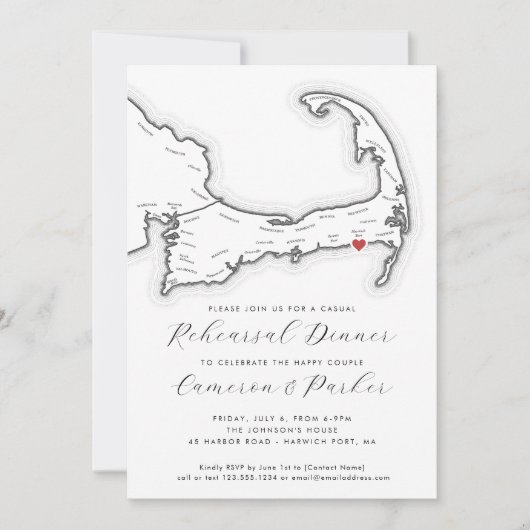 ハーウィッチポートMAカジュアルのリハ結婚ーサルディナー 招待状 (正面)