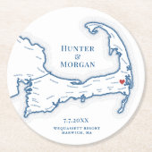 ハーウィッチMAウェクエーセットリゾートケープコッド結婚ズ ラウンドペーパーコースター (正面)