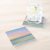 ハーグの抽象芸術のビーチの夕日 ガラスコースター (アングル)