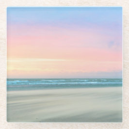 ハーグの抽象芸術のビーチの夕日 ガラスコースター