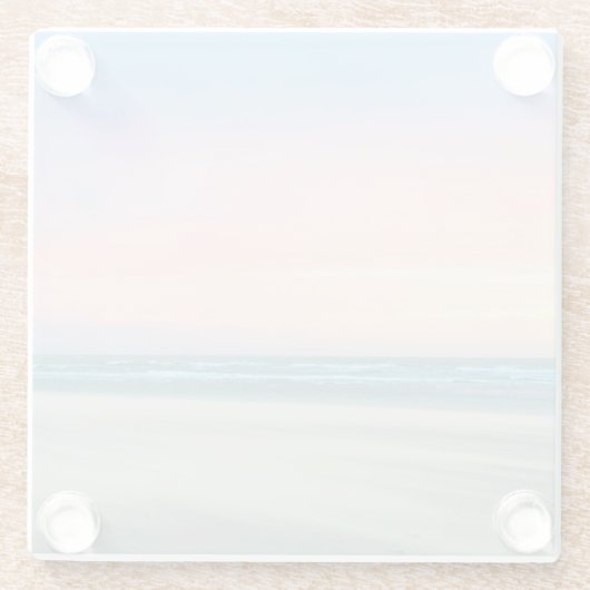 ハーグの抽象芸術のビーチの夕日 ガラスコースター (裏面)