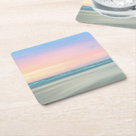 ハーグの抽象芸術のビーチの夕日 スクエアペーパーコースター (アングル)