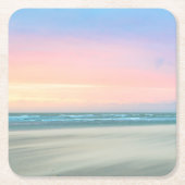 ハーグの抽象芸術のビーチの夕日 スクエアペーパーコースター (正面)