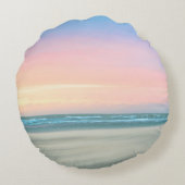 ハーグの抽象芸術のビーチの夕日 ラウンドクッション (裏面)