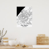 ハーグオランダ白黒地図ポスター ポスター (キッチン)