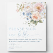 ハーグローブブルーサイン私たちのバイブル結婚のゲストブック フォトプラーク (正面)