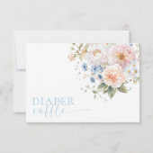 ハーグローブブルーフローラおむつラッフルチケットカード 招待状 (裏面)