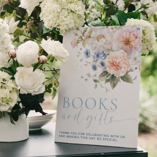 ハーグローブブルーフローラの書籍とギフトサイン ポスター