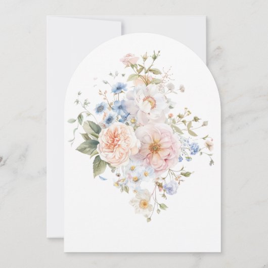 ハーグローブブルーフローラブライダルシャワーアーチ 招待状 (裏面)