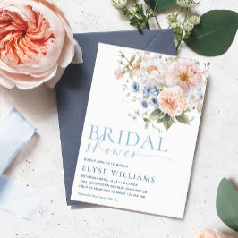 ハーグローブブルーフローラブライダルシャワー 招待状