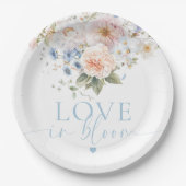 ハーグローブブルーフローララブイン開花ブライダルシャワー ペーパープレート (正面)