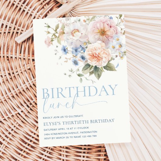 ハーグローブブルーフローラ誕生日ランチ 招待状