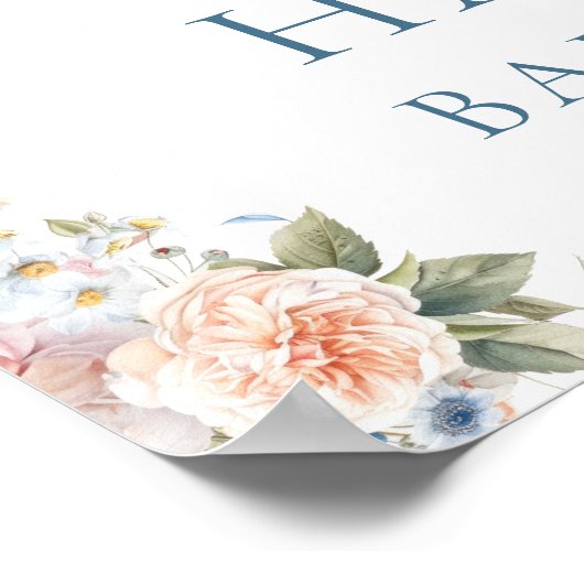 ハーグローブブルーベビースプリンクルウェルカムサイン ポスター (角)