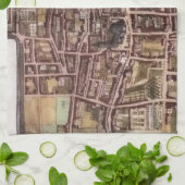 ハーグ1649のレプリカ市地図 キッチンタオル (折り畳み)