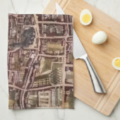 ハーグ1649のレプリカ市地図 キッチンタオル (四つ折り)