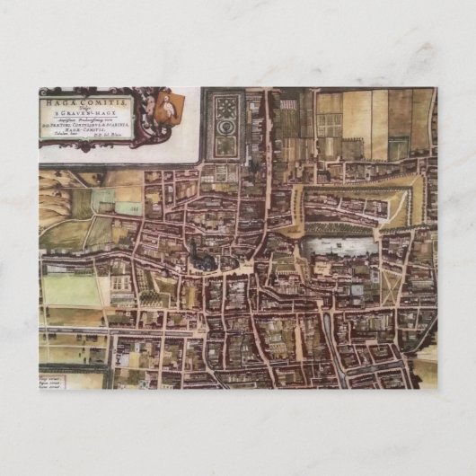 ハーグ1649のレプリカ市地図 ポストカード (正面)