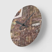 ハーグ1649のレプリカ市地図 ラウンド壁時計 (傾斜)