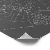 ハーグ、オランダ (黒地に白) ポスター (角)