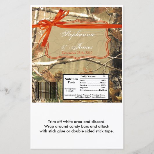 ハーシーの大きなバーラッパのハンターズカモフラージュのカム (正面)