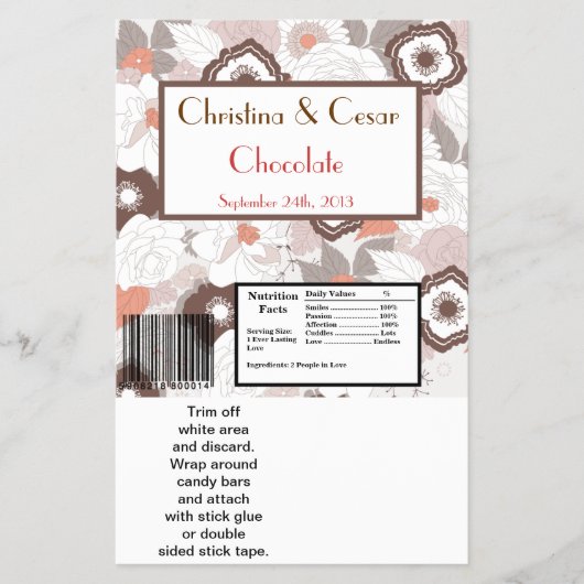 ハーシーの大きなバーラッパーコーラルピンクブラウンフローラ チラシ (正面)