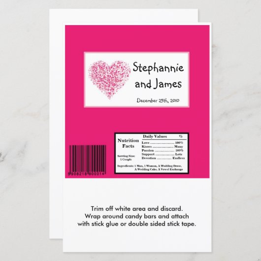 ハーシーの大きなバーラッパーピンクのフローラ花びら (正面/裏面)