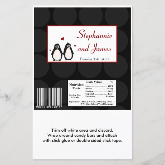 ハーシーの大きなバーラッパーペンギンラブカップル (正面)